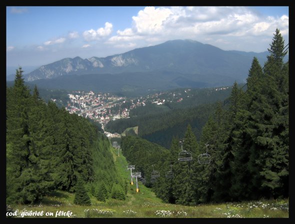 Mount Postavaru and the town of Predeal seen from Clabucet mountain, Carpathians, Romania - hdr