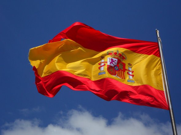 Spanien Flagge Im Pol
